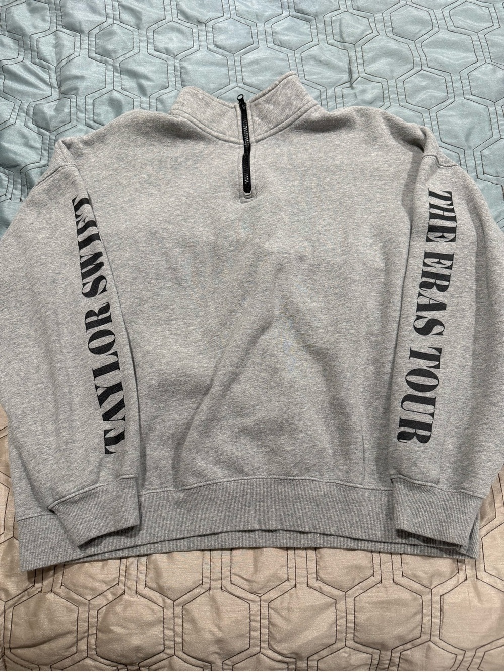 Taylor Swift Quarter Zip Sweatshirt The Eras Tour Official Merch Gray Size XL